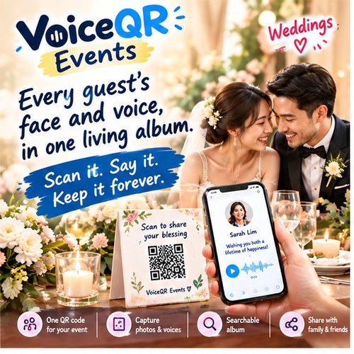 Events — Every guest's face and voice, in one living album.