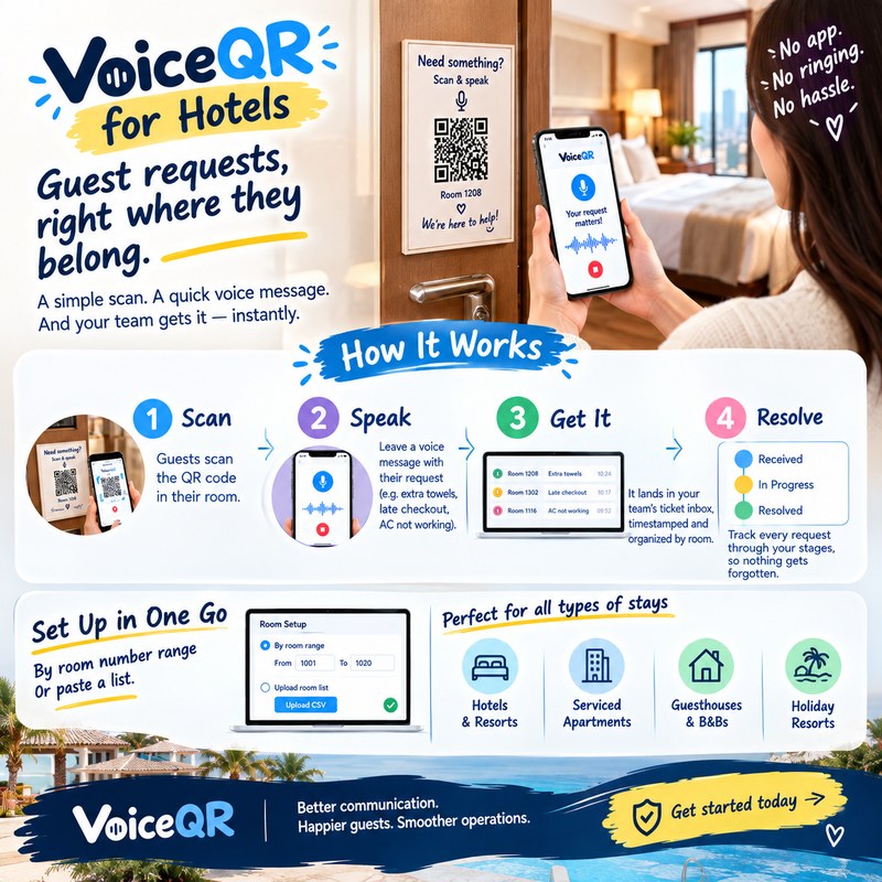 Hotels — A voice ticket in every room — no phone call, no intercom.
